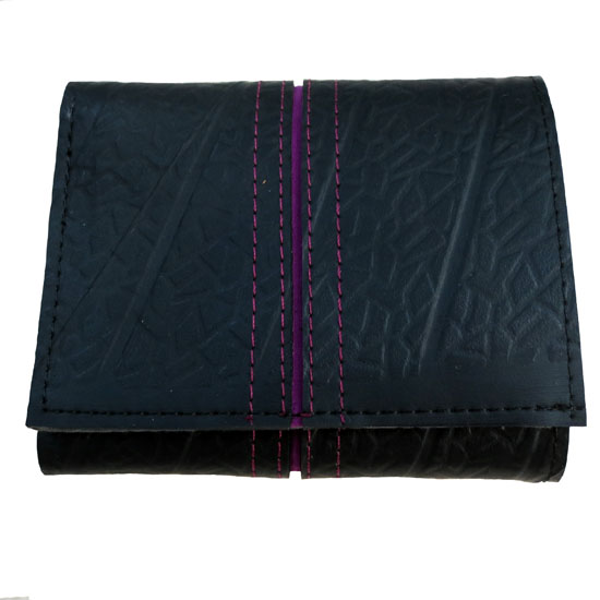 Recycled Tire Tri-fold Wallet with Snap VW 83 - Partners For Just Trade